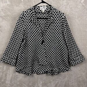 Joseph Ribkoff Black White Geometric Textured Blouse Top Women 16 Asymmetrical